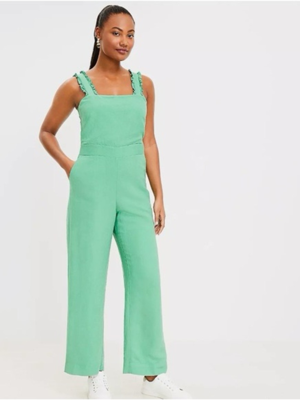 NWT LOFT Petites Green Linen Blend Jumpsuit